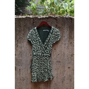 Kimchi Blue Green Floral Wrap Mini Dress – Size L